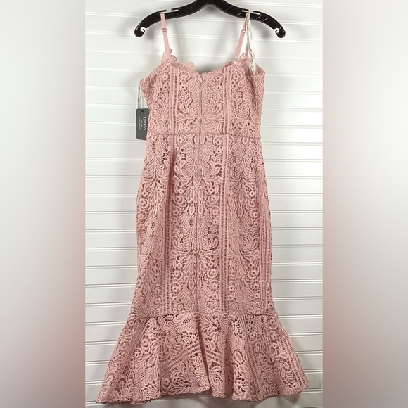 GUESS   NWT Textured Knit Slipdress  with lace Tgread detail Midi Dress Size 4 - Picture 9 of 14